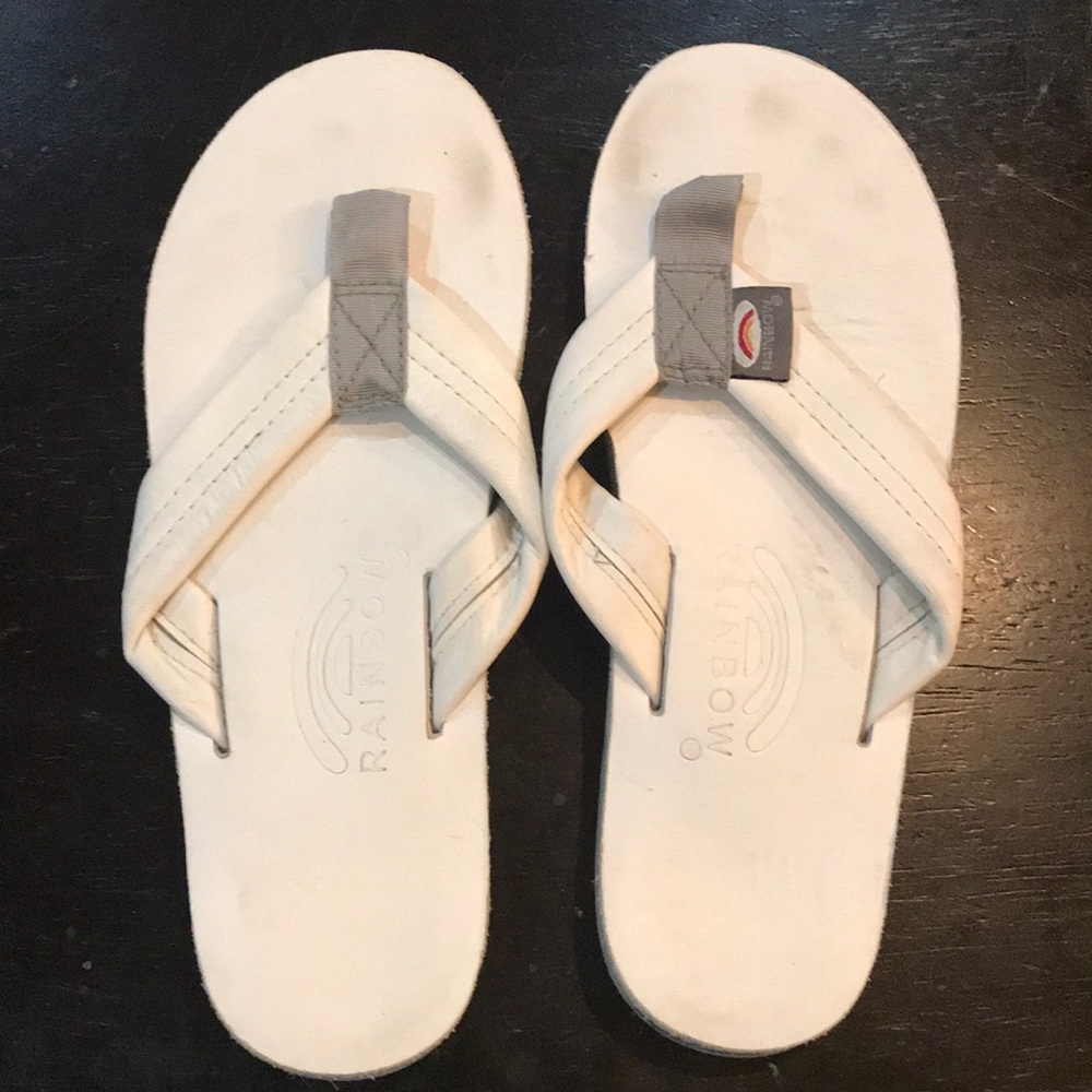 White Rainbow Flip Flops
